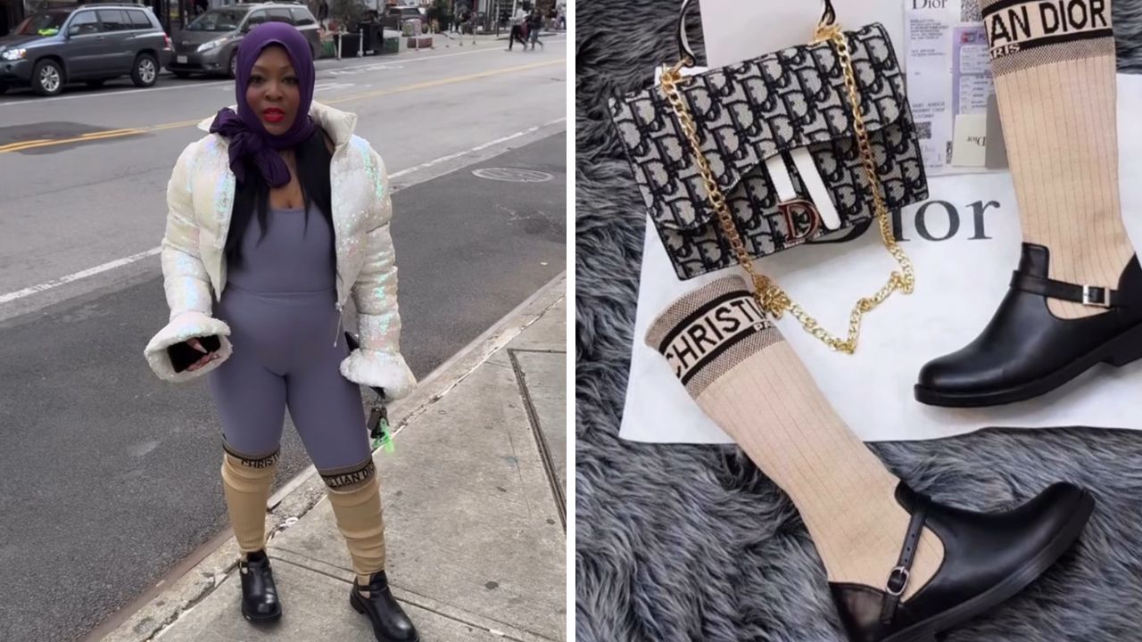 Onijah Robinson Was Spotted in a Purple Savage X Fenty Set with a White Sequined Jacket and Christian Dior Boots – Fashion Bomb Daily